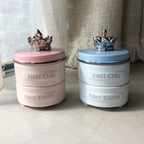 American Demdaco pink female treasure blue male treasure crown double-layer ceramic deciduous tooth box lanugo umbilical cord memorial ceremony