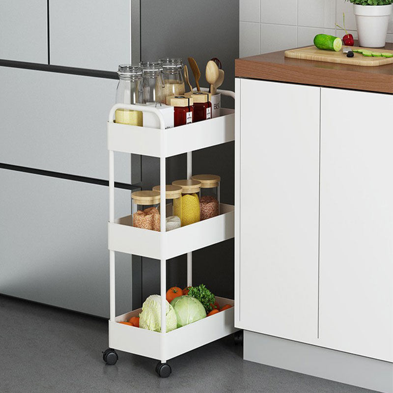 The kitchen refrigerator clamp shelf 18 cm wide multi - layer bathroom washing machine ultra - narrow seam collection cabinet can be moved