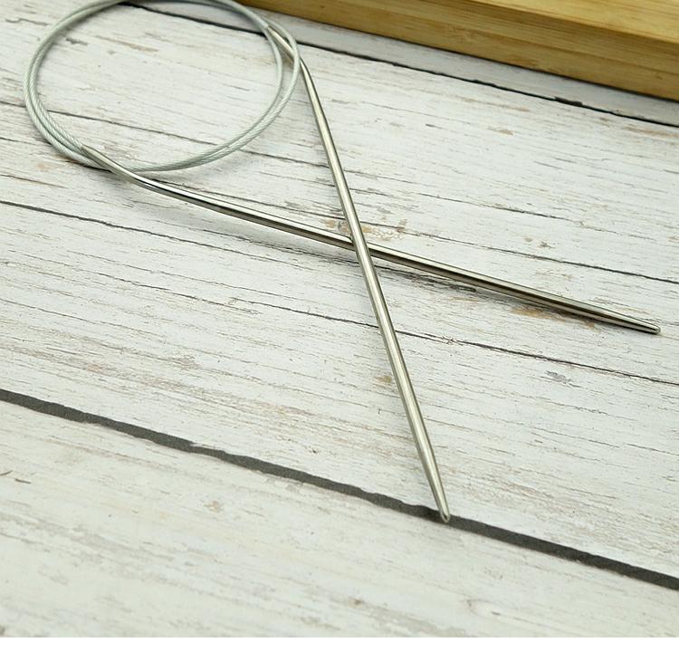 80 cm không gỉ thép len áo len Yan ba hình khuyên loại kim dài đan Tool Kit - Công cụ & vật liệu may DIY nút áo kim loại
