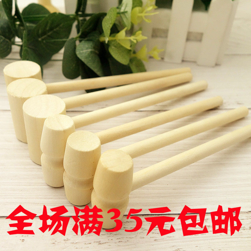 Small wood hammer solid wood hammer handle wood hammer round head log color mallet woodworking hammer wood toy hammer hand hammer