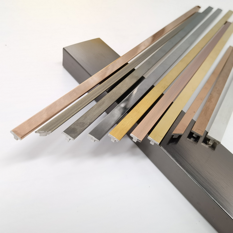 304 stainless steel titanium alloy T-bar mirror solid T strip wire drawing rose gold wood door frame decorative line closing strip