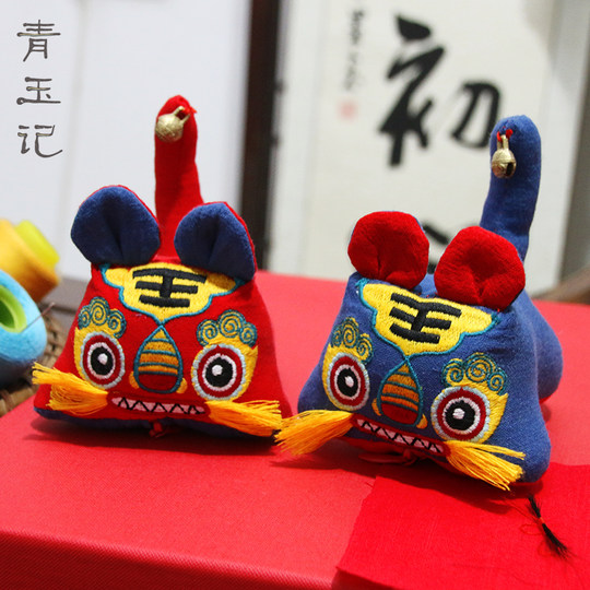 Qingyuji Original Handmade Little Tiger Doll Baby Full Moon DIY Red Fabric Traditional Tiger Mascot Doll