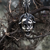 Nightclub Studio 925 Silver Original Handmade DIY Dark Gothic Mask Personality Pendant Necklace Pendant Ornament