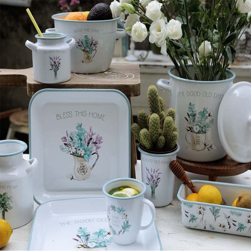 Sendiyuan Euro enamel enamel kitchen dishes cupcupoven cup coffee cup milk pot vase