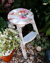 European style new garden ladder double-layer flower terrace home small chair balcony folding flower stand Garden groceries