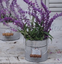 Handheld flower bucket tin gray white French flower pot storage bucket garden accessories home groceries shooting props ornaments