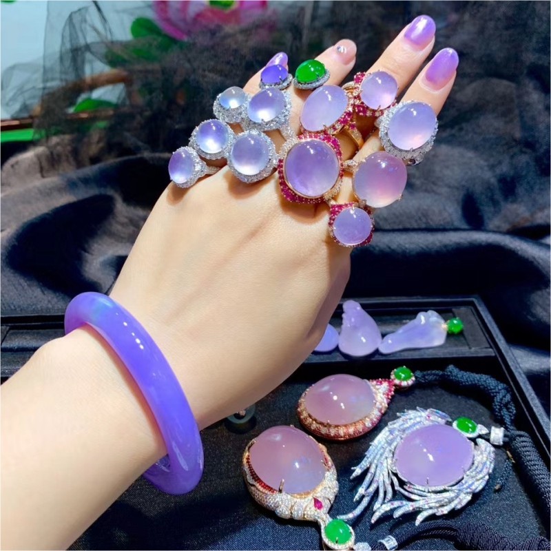 Emerald bracelet Violet ice purple jade bracelet Female natural pink Cui Chaise bracelet Purple Myanmar demon purple jade bracelet