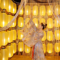 Day Style Decoration Luminous Folk Lantern Wall Hanfu Festival Ancient Wind Photo Props Lantern Diy Ancient Dress Beige Palace Light