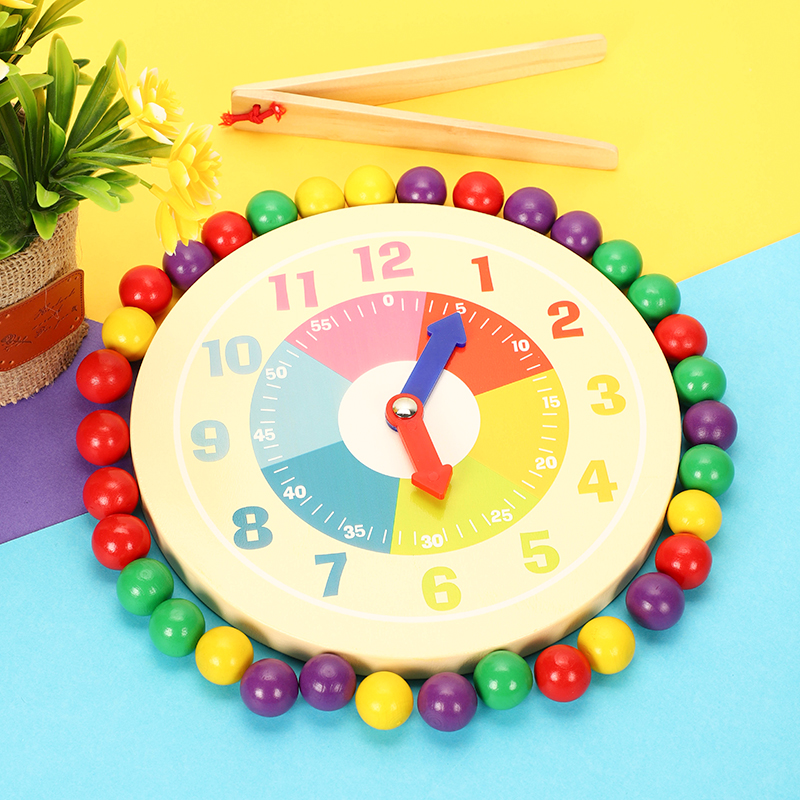 Children's early education threading clock toy digital cognitive shape matching puzzle building block toy 1-2-3-6 years old