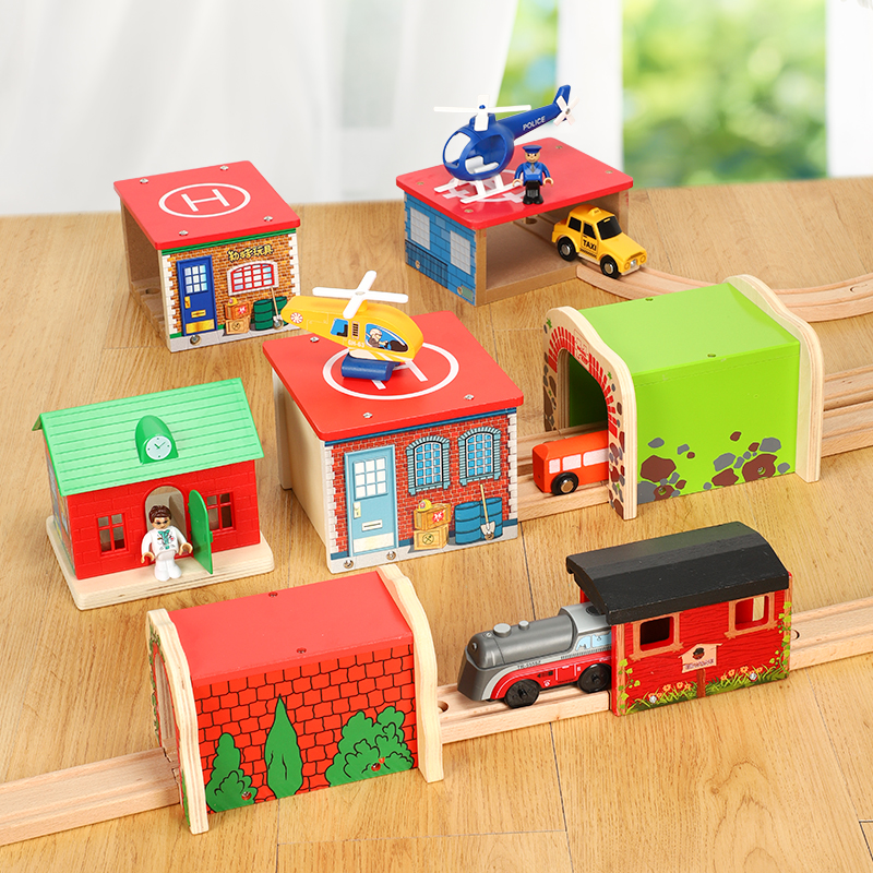 Wooden Train Tracks Accessories House room Apron Orbit Compatible Mi Rabbit Wooden Train Tracks