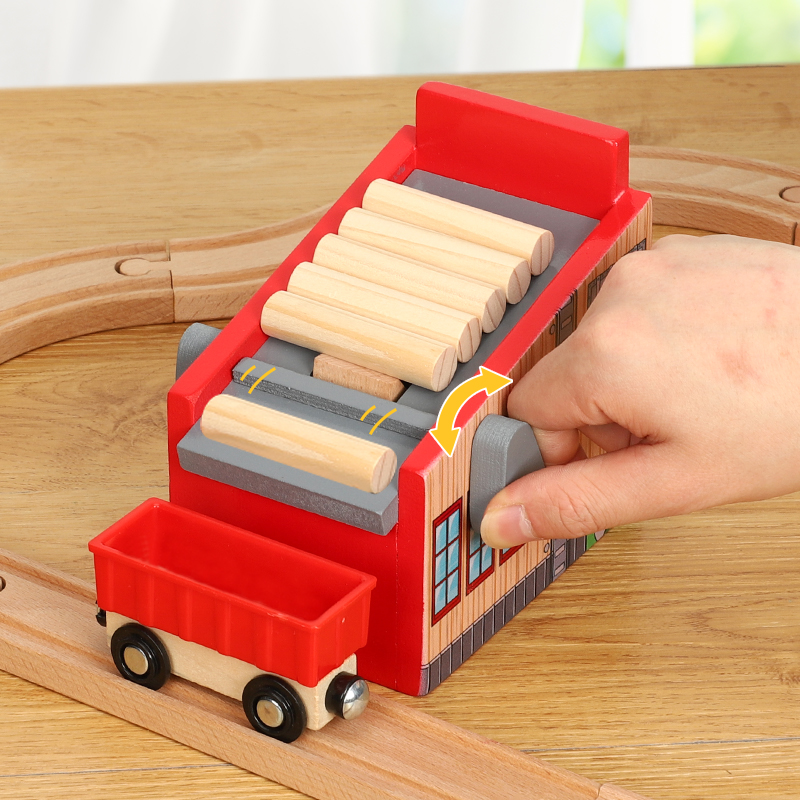Simulation lumberyard house compatible racing car wooden rice rabbit brio track accessories accessories children's toys