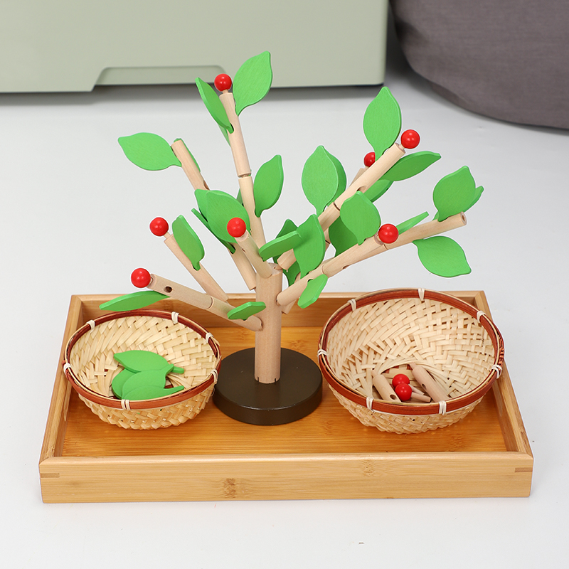 Montessori early education educational toys children's daily life hand-eye coordination action wooden cutting leaf toys teaching aids