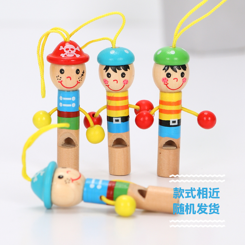 Cartoon mini whistle young children playing musical instruments cute pirate shape can be used as ornaments wooden small whistle