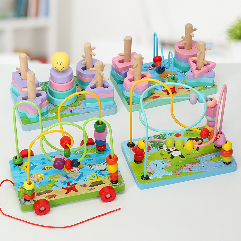 Puzzle beaded children's building blocks 1-3 years old 2 boys and girls early education baby toys 6-12 months old