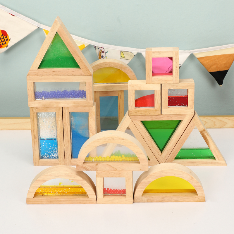 Children's wood acrylic organoleptic visual building blocks eco-friendly large infant Puzzle Colorful KalXX_ENCODE_CASE_CAPS_LOCK_Off Flowers Silo 1-6 Years Old