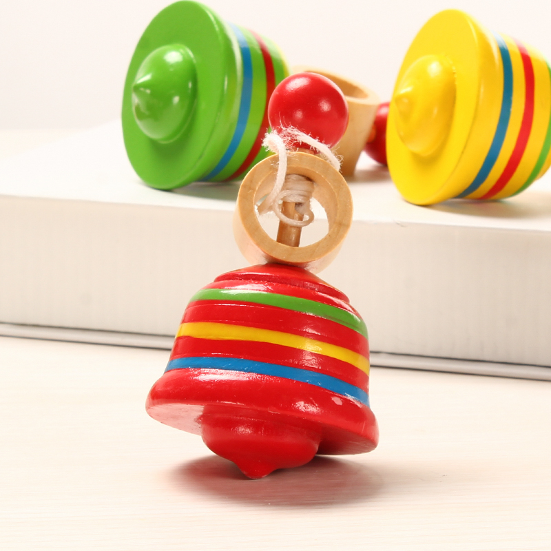 Wooden turning top toy pull-out pull wire top swivel traditional nostalgic children's toy puzzle toy game