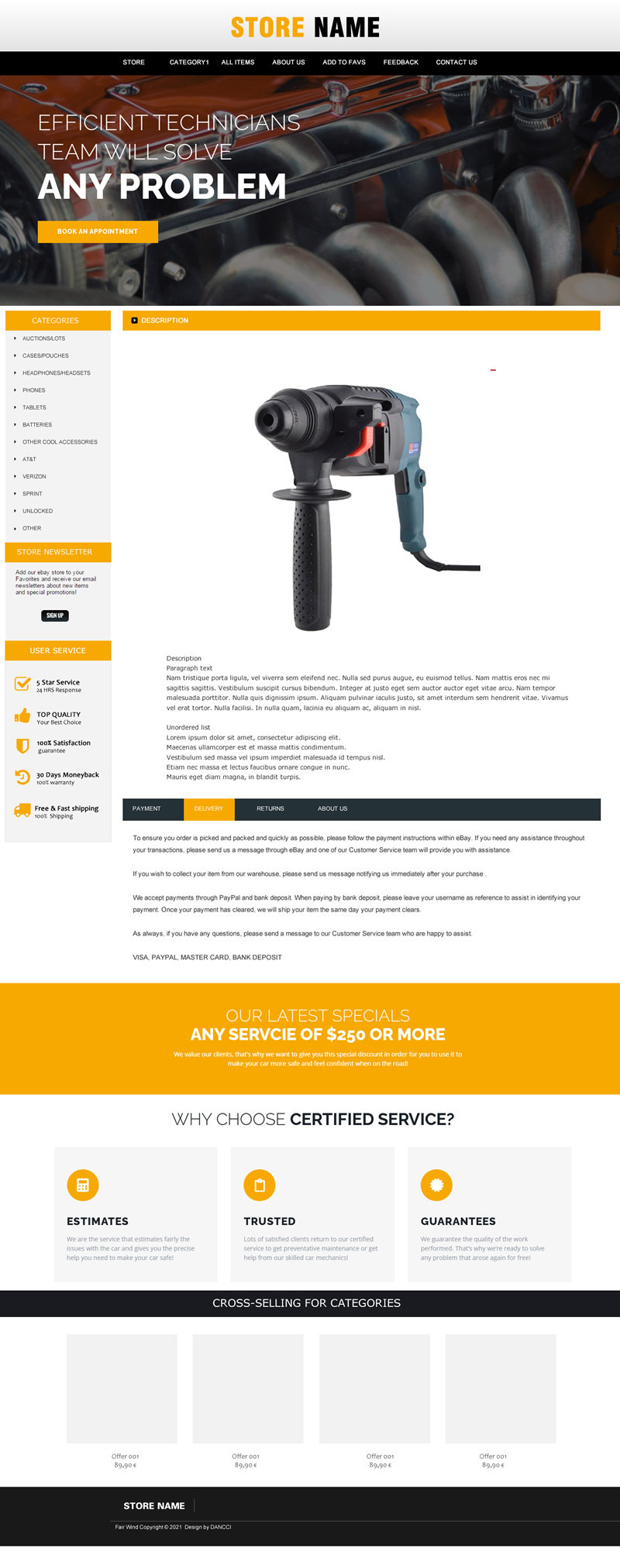 ebay product page design template five gold tools steam fit outdoor product page template listing