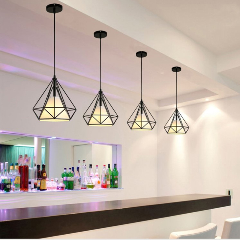 Industrial style chandelier shop clothing store hair salon office dining room bar creative single head small chandelier Jinghang