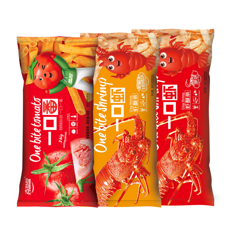 【李佳琦推荐 9包仅39.9元】喜盈盈一口虾虾酥条 休闲零食80g*9包