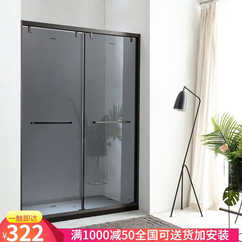 Custom 304 stainless steel shower room gun grey bathroom with buffer push-pull shifting door new stainless steel full-package edge
