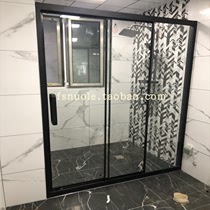 Custom-shaped tempered glass shower room triple linkage moving door partition heat selling sliding door Promoted grey glass narrow side