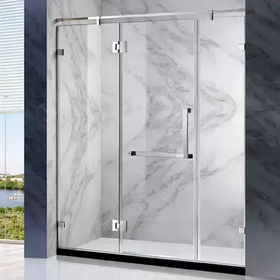 Two solid and one pull flat door shower room tempered glass bathroom partition can be customized simple one-shaped shower room