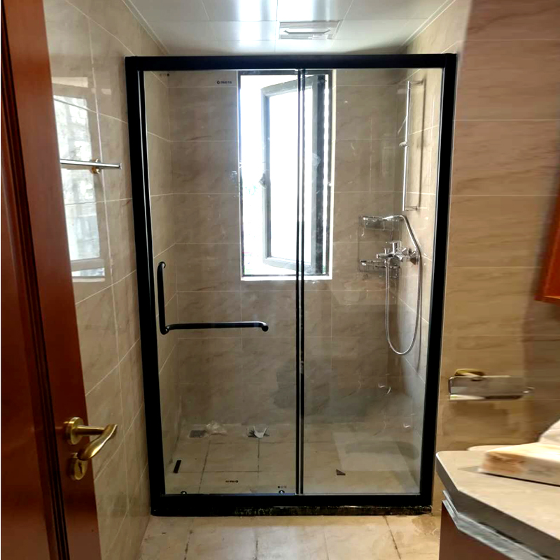 Guangdong Foshan promotional bathroom one-word sliding tempered glass partition narrow side shower room sliding door can be shipped customized