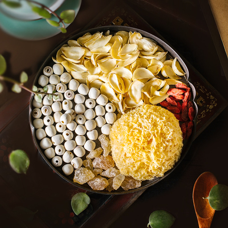 Wubotang Silver Fungus Lotus Seed Lily Medlar Soup Dessert material Yellow rock sugar Dry food combination package 1130g