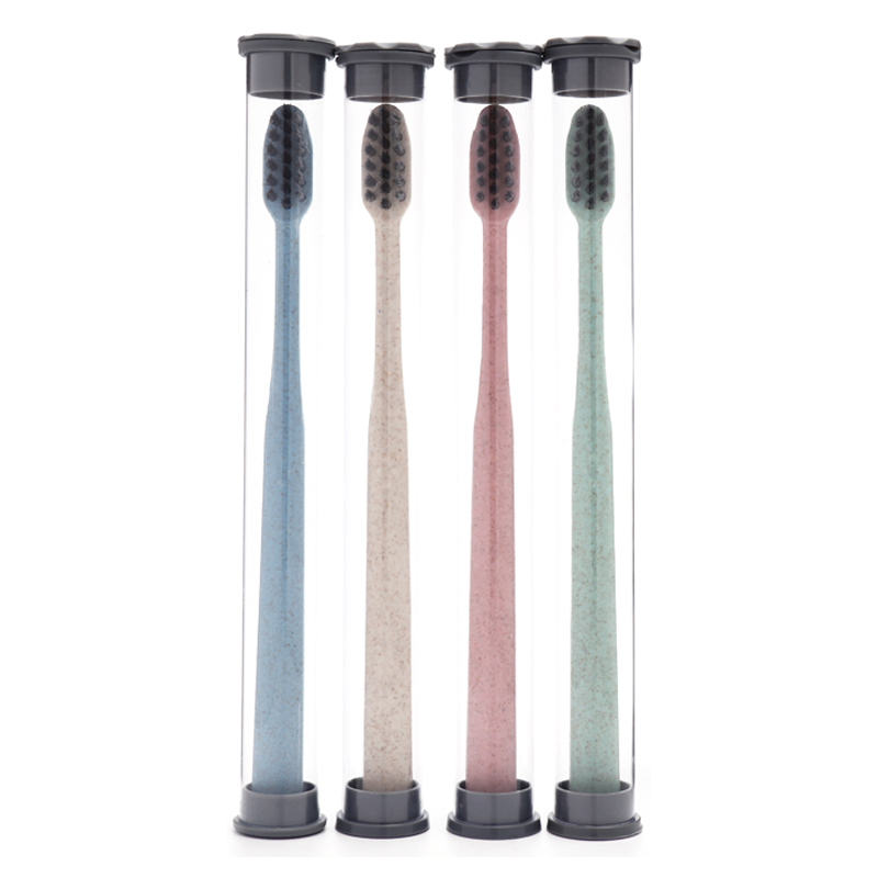 Wheat travel small head bamboo charcoal soft hair toothbrush Adult 1-pack independent packaging portable simple household toothbrush