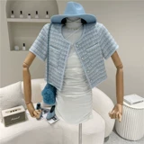 Короткий плетеный летний элегантный лонгслив, кардиган, куртка, свободный крой, коллекция 2021