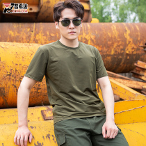 Summer physical training suit Mens army green quick-drying T-shirt Breathable air conditioning ice silk short-sleeved T-shirt Large size physical clothing top