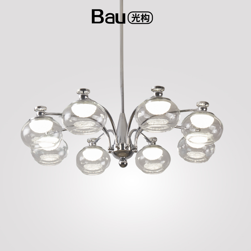 Nordic Bauhaus Geometric Aesthetic Living Room Chandelier with Rounded Glass Lampshade, Modern Minimalist Home Decor Ambient Light