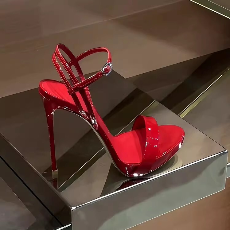 European and American Sexy Red High-Heeled Shoes for Women 2026 Summer New Style Elegant and High-End Open-Toe High-Heeled Strap Sandals European and American Sexy Red High-Heeled Shoes for Women 2026 Summer New Style Elegant and High-End Open-Toe High-Heeled Strap Sandals