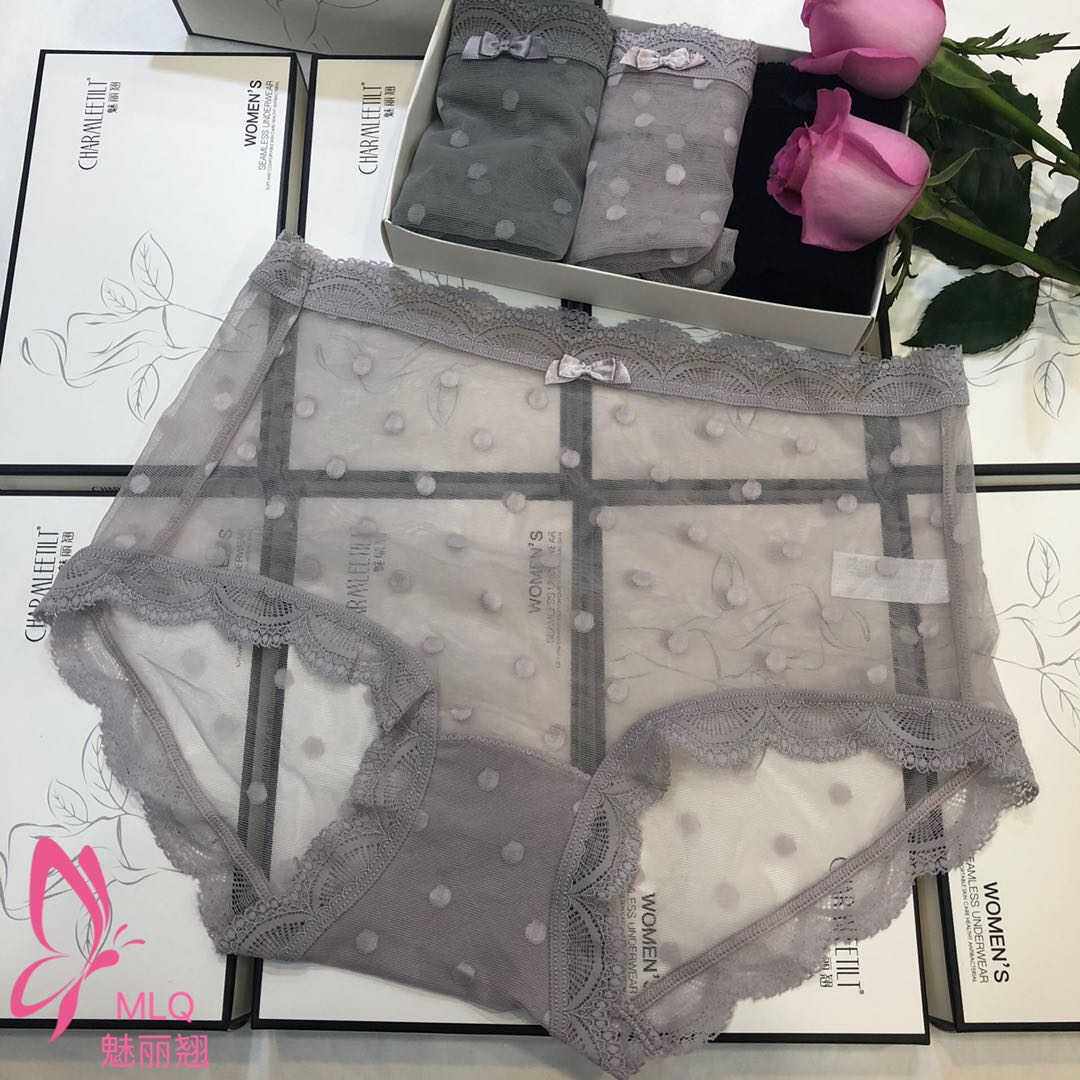 Charming underwear women's cotton antibacterial breathable medium high waist large size seamless lace fashion explosion style sexy hip package