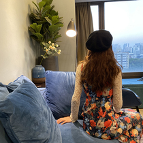 Long dress female retro autumn and winter small man long temperament fairy seniality Hyuna Hyuna high waist floral gentle wind suspender skirt