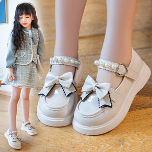 リトルイエローアヒル女の子プリンセスシューズドレスパフォーマンス白革の靴夏のクリスタルの靴子供のキャットウォークパフォーマンス小さな革の靴