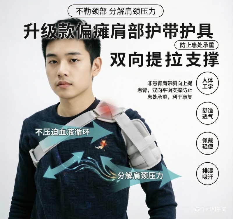 Non-Elastic Material Hemiplegic Shoulder Dislocation Shoulder Support Upper Limb Auxiliary Lifting Shoulder Daily Protection Lightweight and Breathable