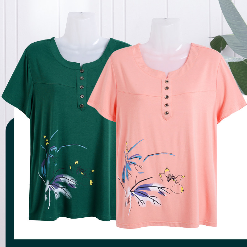 New Mom Summer Model T Shirt Woman Short Sleeves Middle Sleeves Glass Large Cover Sweater