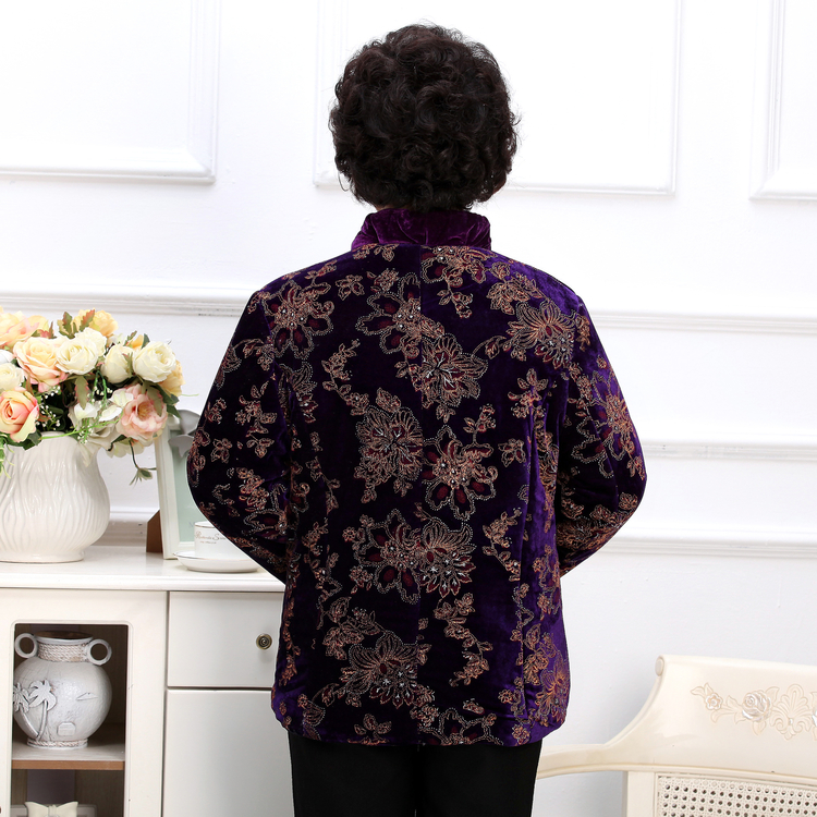 Áo trung niên nữ mùa đông mới áo cotton dày mẹ tải áo cotton cỡ lớn ngắn nhung vàng xuống đệm bông váy cho người trung niên