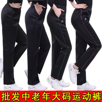 Spring and autumn Korean silk middle-aged sports pants casual pants plus velvet without velvet high waist autumn and winter womens mother pants