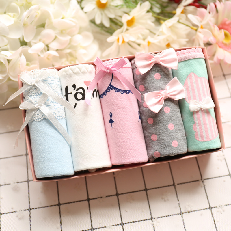 10 tuổi 15-17 cotton cô gái đồ lót dễ thương cotton lớn trẻ em tóm tắt lily của thung lũng tuyết mùa xuân 5 hộp quà quần lót chữ c