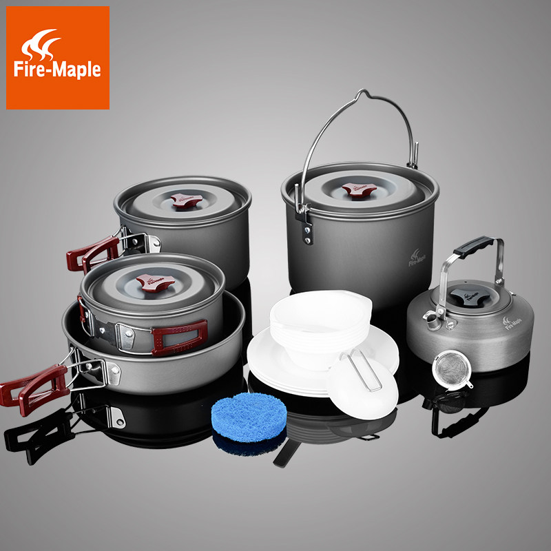 Fire Maple FMC-212 Outdoor 6-7 People Camping Picnic Party Portable Pot Set Teapot Frying Pan Storage Net