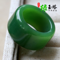 (A goods) Russian Beyjade ring spinach green natural jade ring jade jade