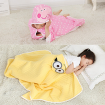 Childrens bath towel Cloak with cap Cotton gauze quilt Absorbent cartoon baby bathrobe Newborn baby hug quilt