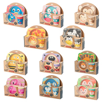 YOOKIDOO childrens bowl spoon tableware set Baby plate Baby bamboo fiber tableware Environmental protection plate