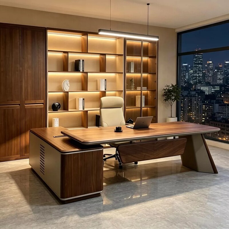 Su-Style New Chinese-Style North American Black Walnut Solid Wood Executive Desk, High-End Ceo Desk, Modern Light Luxury Style Office Desk