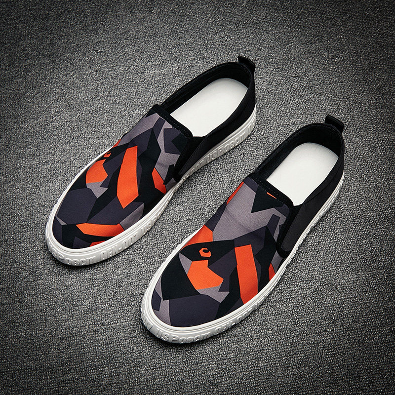 Hong Kong Tide Cards Summer Men's Sails Cloth Shoes Han Edition Printed Breathable Casual Shoes Inlenle Foeshoe One foot pedal men's shoes