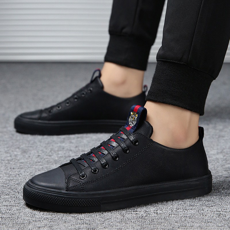 Hong Kong Tide Card 2021 New Casual Leather Shoes Man Han Edition 100 Hitch Breathable Men's Shoes Personality Handsome Black Board Shoes