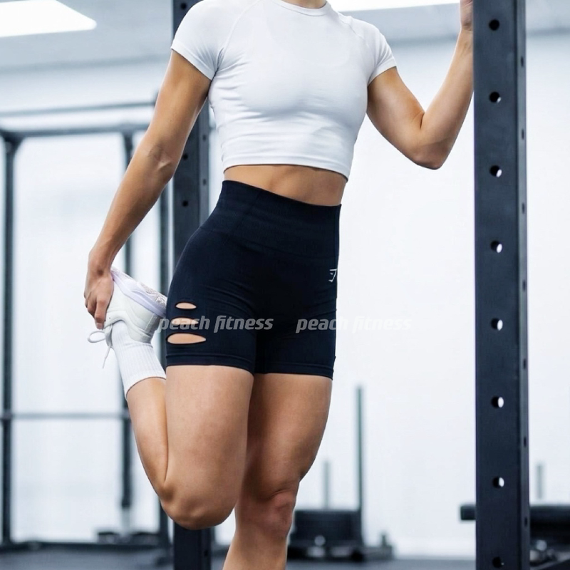 Gymshark Women's Ripped High-Waisted Butt-Lifting Fitness Tight Sports Shorts Three-Quarter Yoga Pants Gymshark Women's Ripped High-Waisted Butt-Lifting Fitness Tight Sports Shorts Three-Quarter Yoga Pants