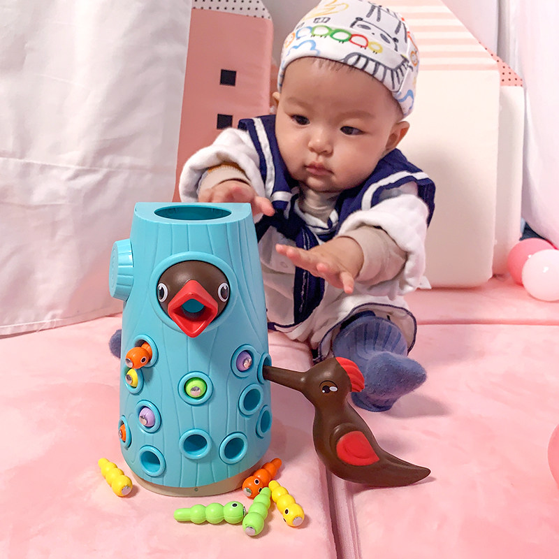 Children's pecking wood and bird catching toy baby puzzle one-and-a-half to two weeks old 2-3 Boy 4 intellect Brain Girl
